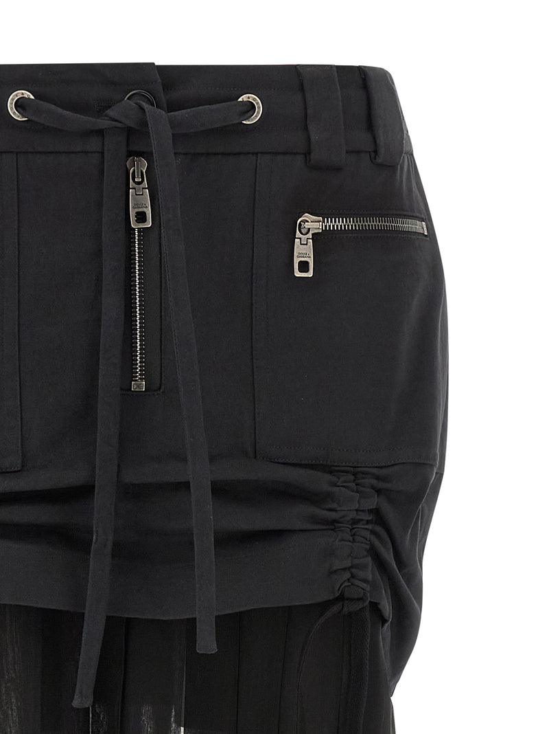 Dolce & Gabbana Twill And Chiffon Skirt | Urbalenti™ NYC
