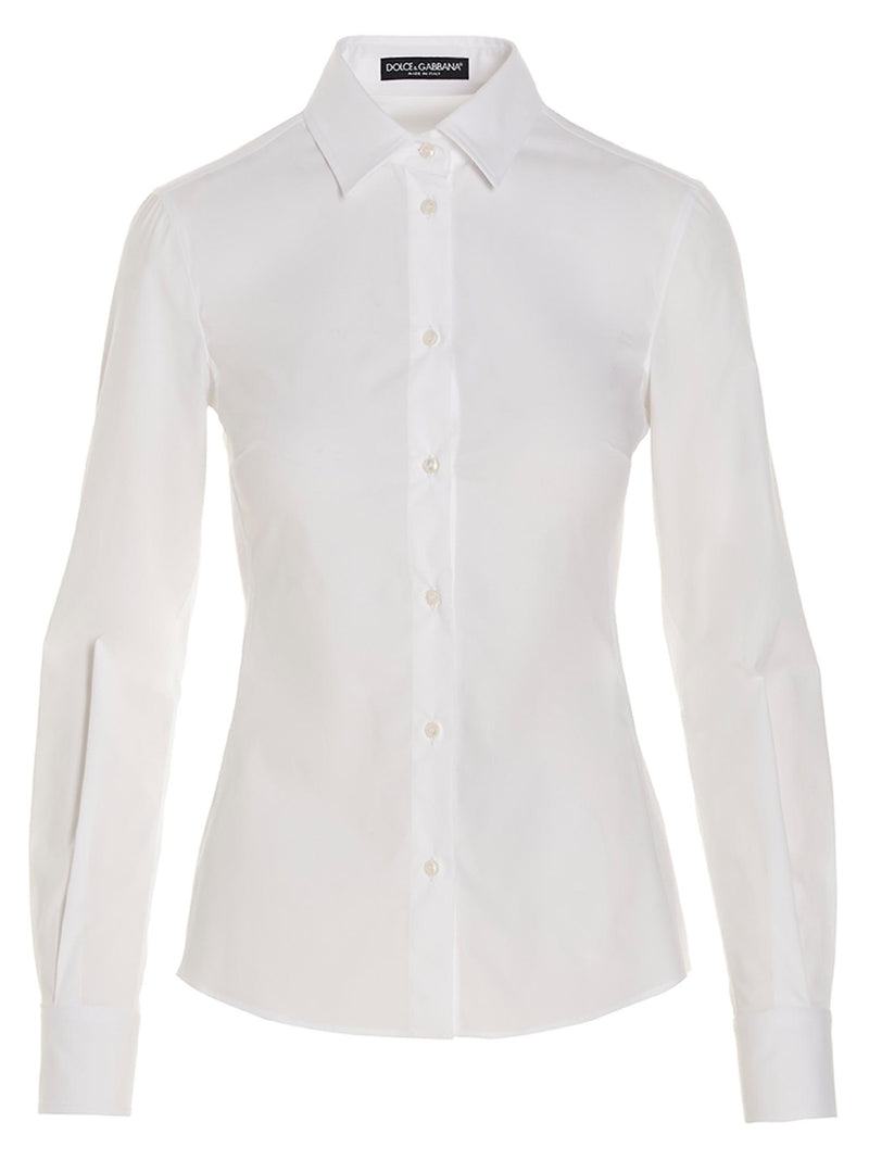 Dolce & Gabbana Essential Cotton Poplin Shirt With Button Closure & Long... | Urbalenti™ NYC
