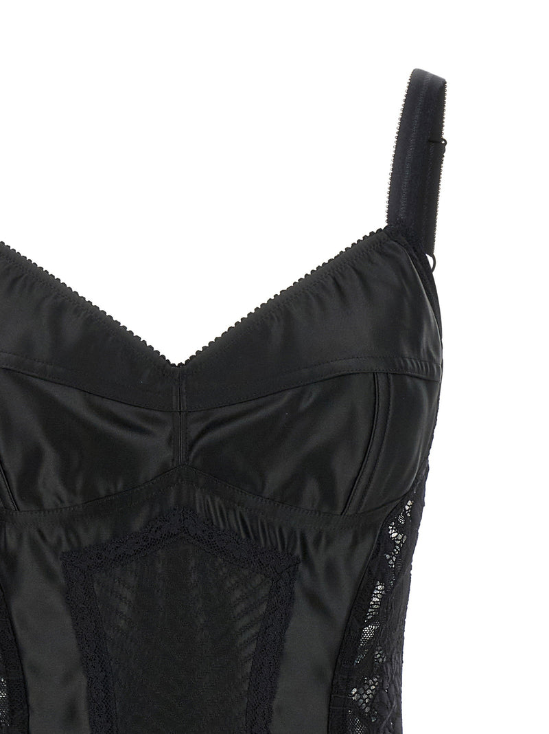 Dolce & Gabbana Dolce & Gabbana Satin And Lace Corsetry Bodysuit