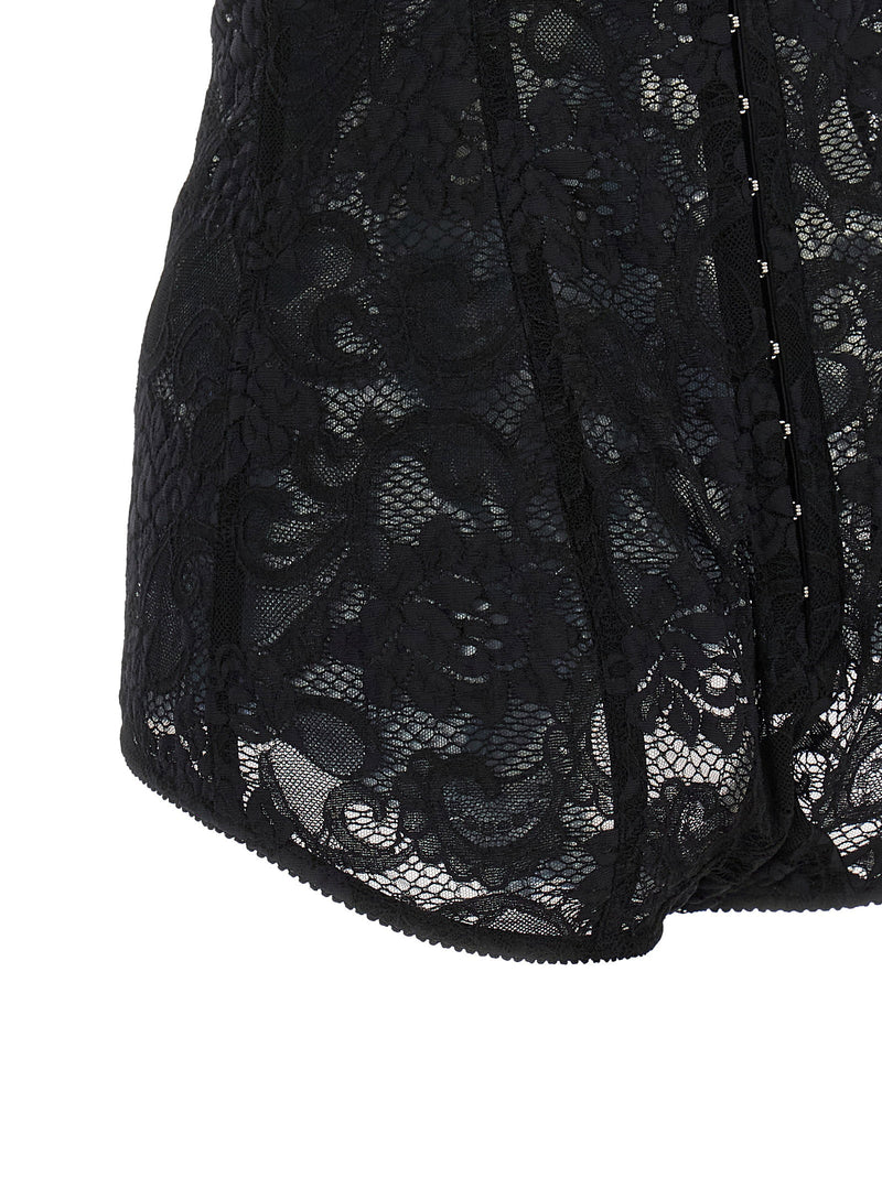 Dolce & Gabbana Dolce & Gabbana Satin And Lace Corsetry Bodysuit