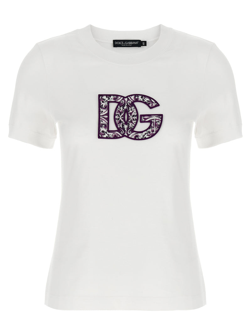 Dolce & Gabbana Maiolica Logo Patch T-shirt - Cotton - Style GDC6UW0800... | Urbalenti™ NYC