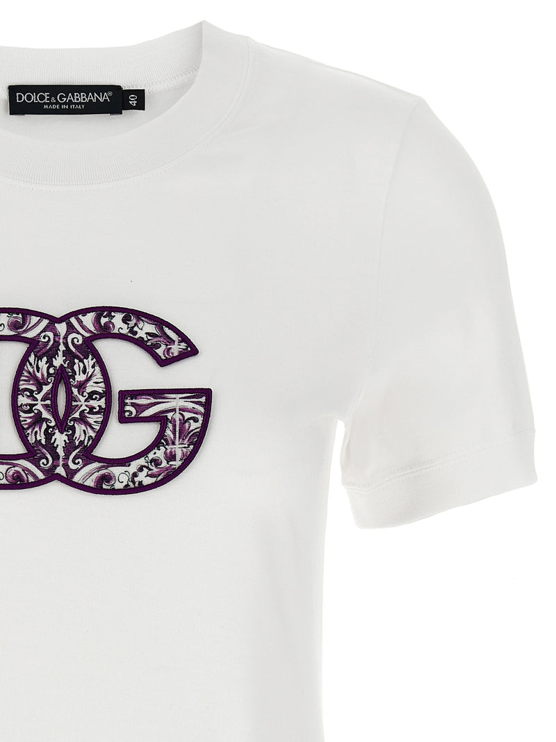 Dolce & Gabbana Maiolica Logo Patch T-shirt - Cotton - Style GDC6UW0800... | Urbalenti™ NYC