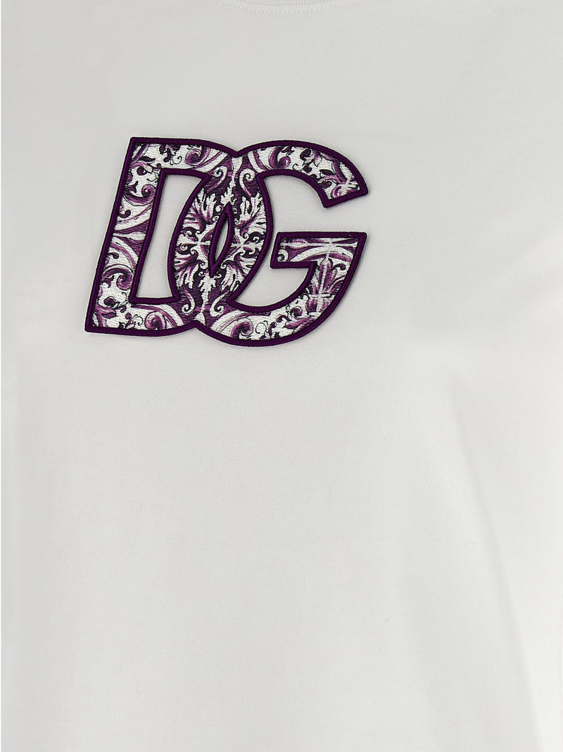 Dolce & Gabbana Maiolica Logo Patch T-shirt - Cotton - Style GDC6UW0800... | Urbalenti™ NYC