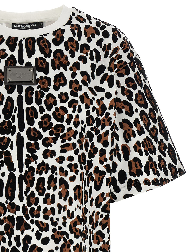 Dolce & Gabbana Dolce & Gabbana Animal Print Logo Plaque T-shirt
