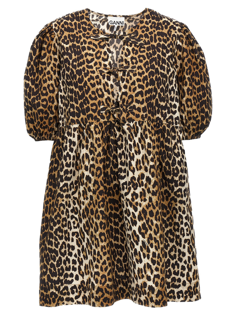 Ganni Ganni Leopard Poplin Dress