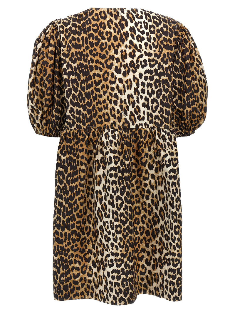 Ganni Ganni Leopard Poplin Dress