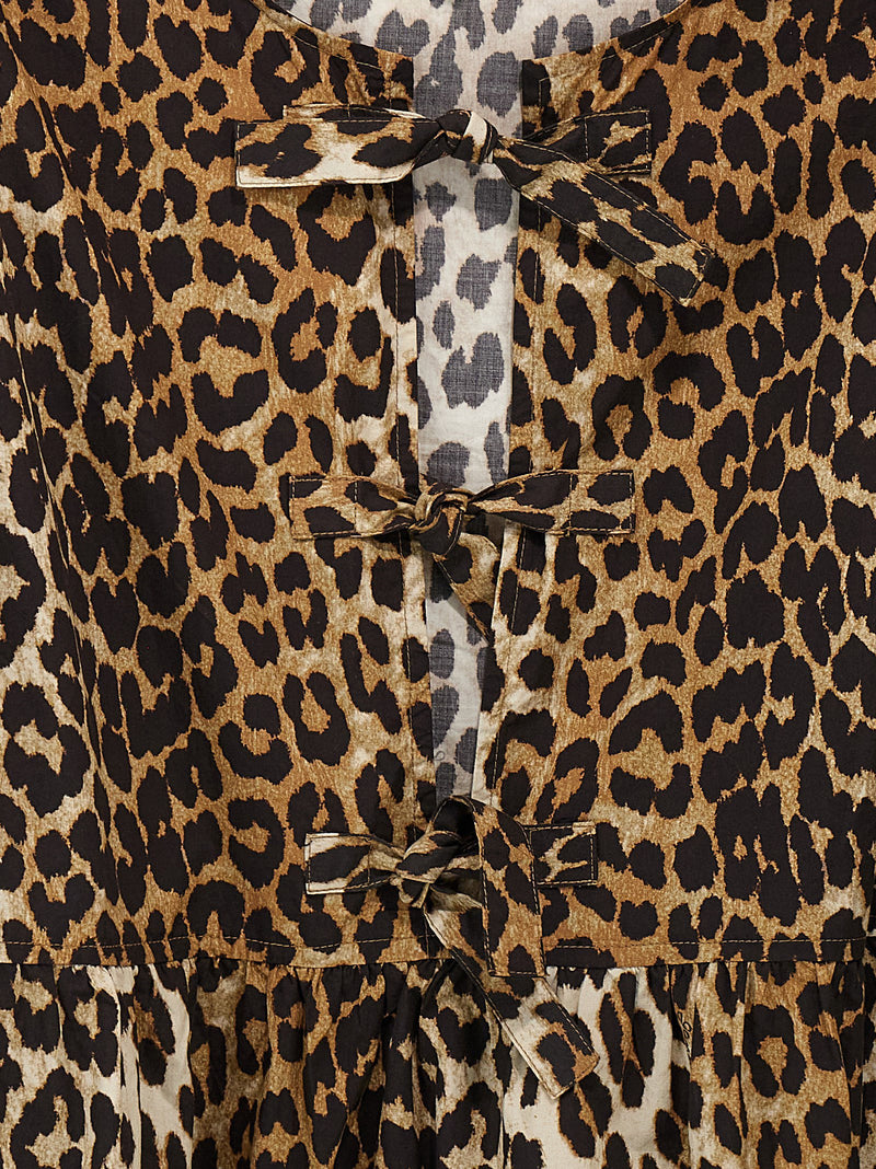 Ganni Ganni Leopard Poplin Dress