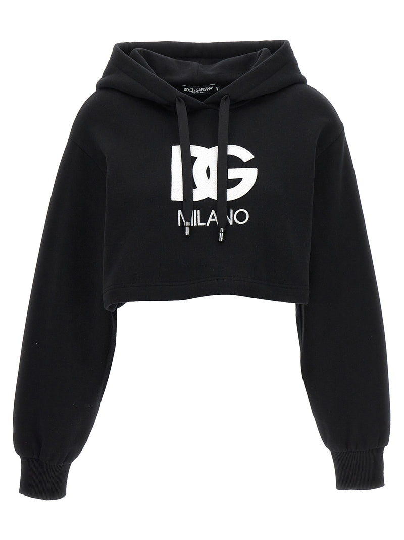 Dolce & Gabbana Logo Embroidery Cropped Hoodie | Urbalen... | Urbalenti™ NYC