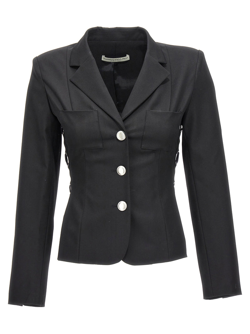 Alessandra Rich Alessandra Rich Single Breast Lace-up Blazer Jacket