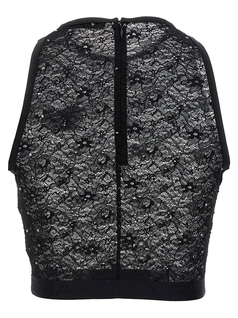 Alessandra Rich Alessandra Rich Rhinestone Lace Top