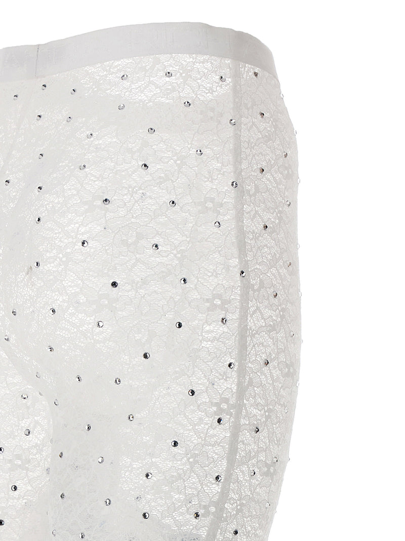Alessandra Rich Alessandra Rich Rhinestone Lace Leggings