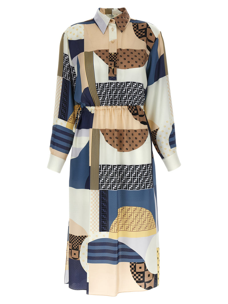 Fendi Patchwork Silk Dress | Urbalenti™ NYC