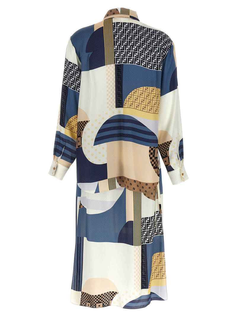 Fendi Patchwork Silk Dress | Urbalenti™ NYC