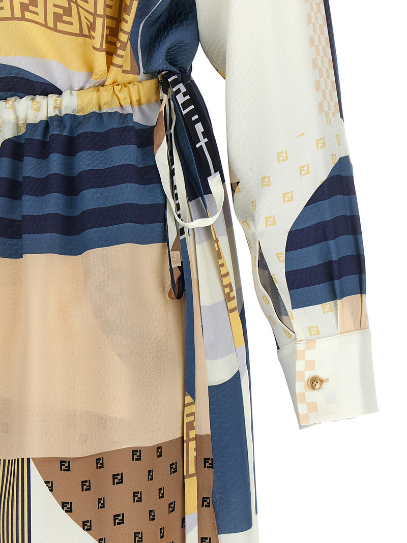 Fendi Patchwork Silk Dress | Urbalenti™ NYC