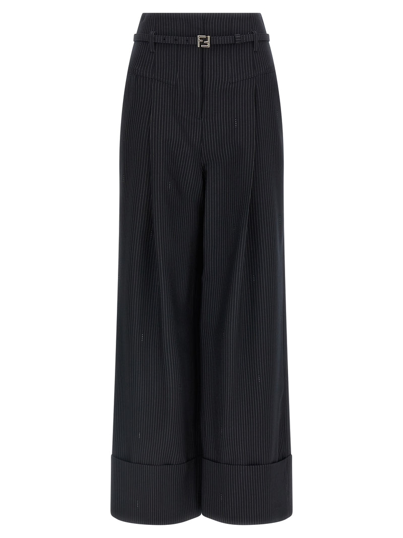 Fendi Pinstripe Wool Pants - Style 3AW7IF0QG3 | Urbalenti™ NYC