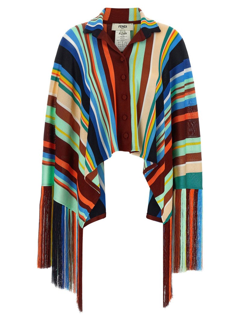 Fendi Fendi Striped Poncho With Fringes