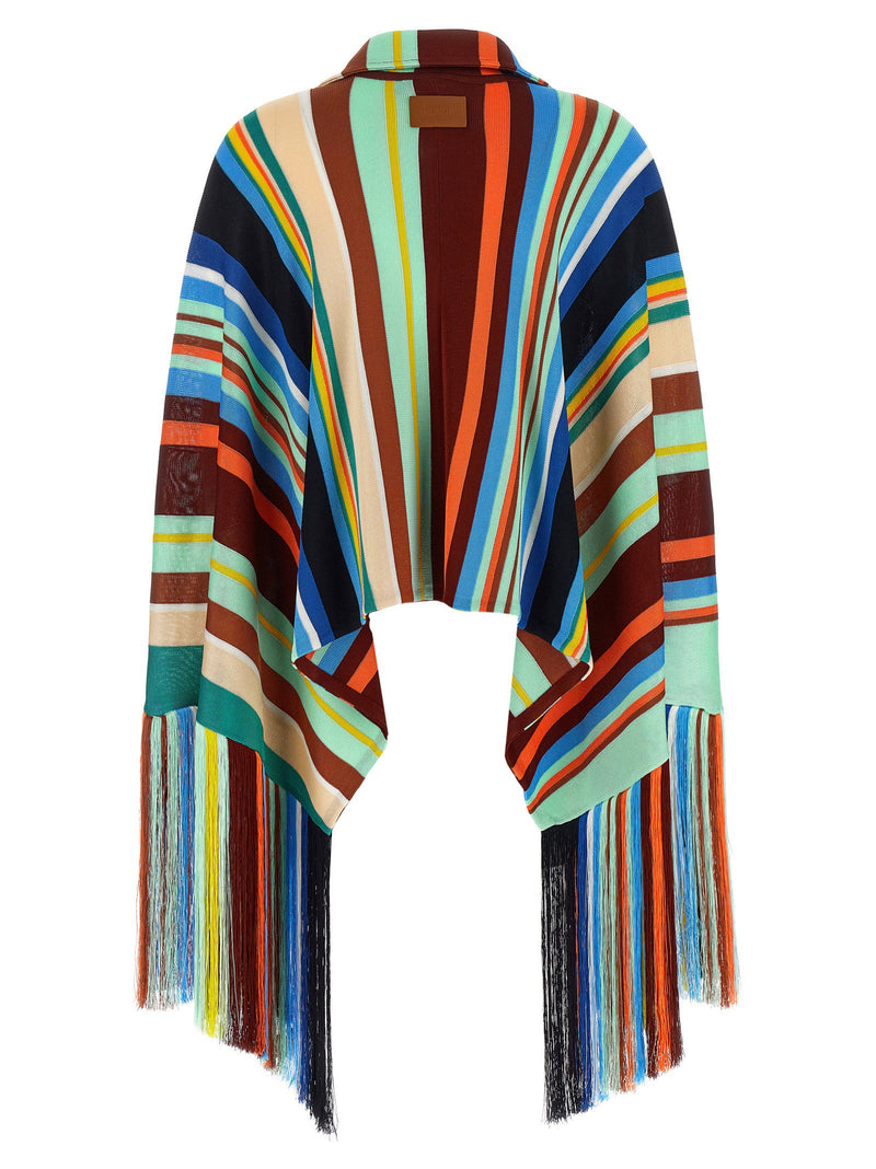Fendi Fendi Striped Poncho With Fringes