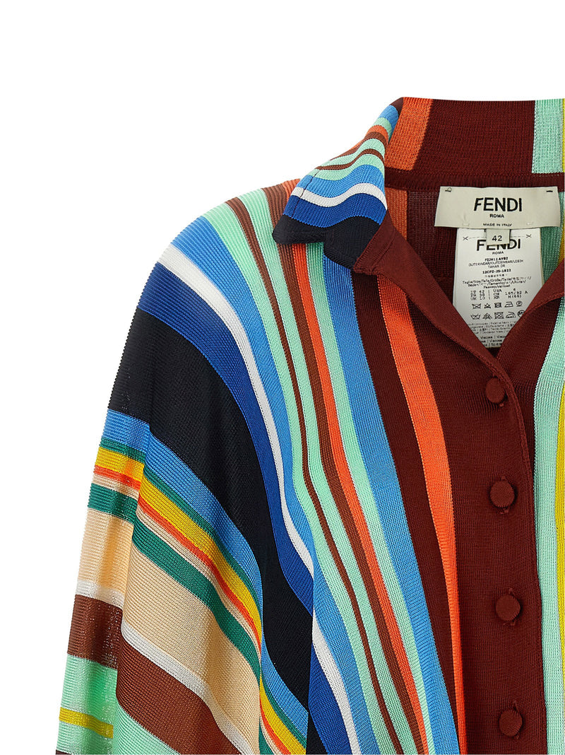 Fendi Fendi Striped Poncho With Fringes