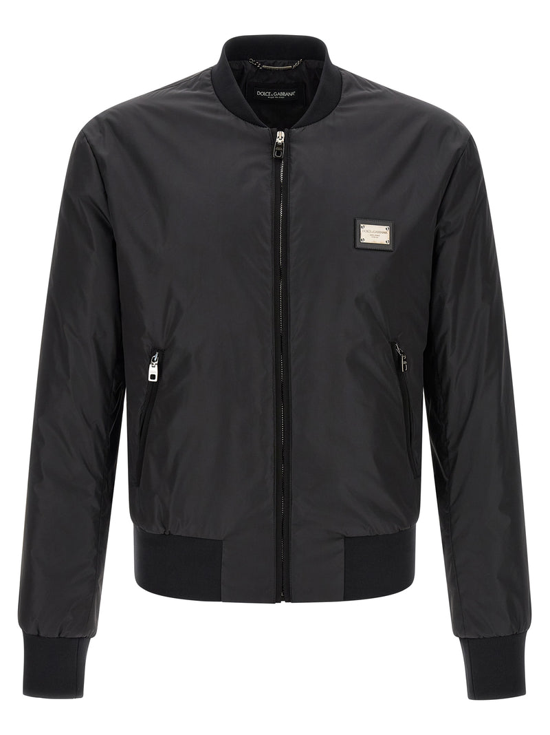 Dolce & Gabbana Logo Plaque Bomber Jacket | Urbalenti™ NYC