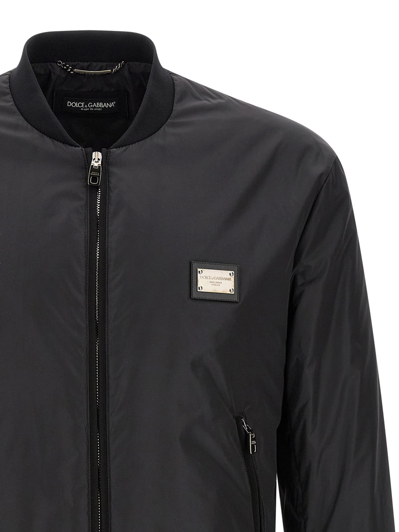 Dolce & Gabbana Logo Plaque Bomber Jacket | Urbalenti™ NYC