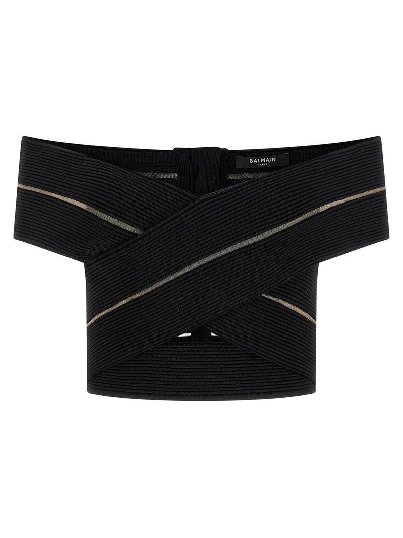 Balmain Balmain Off-the-shoulder Crop Top