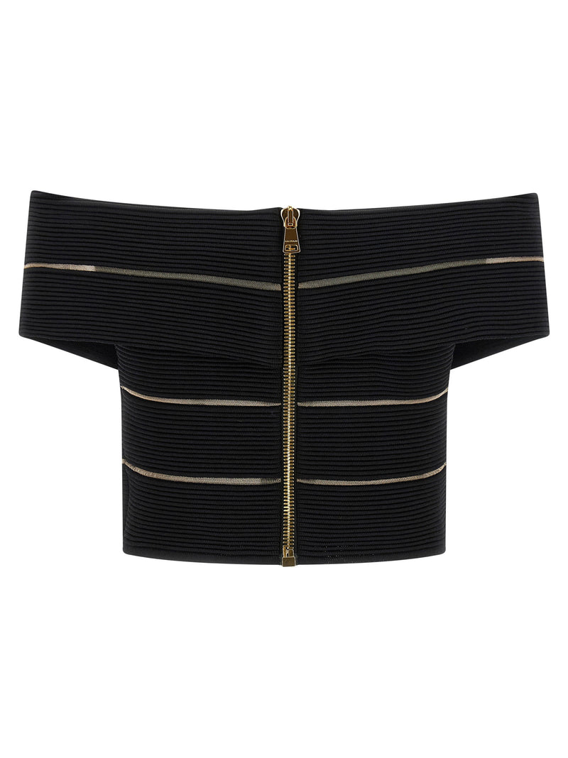 Balmain Balmain Off-the-shoulder Crop Top