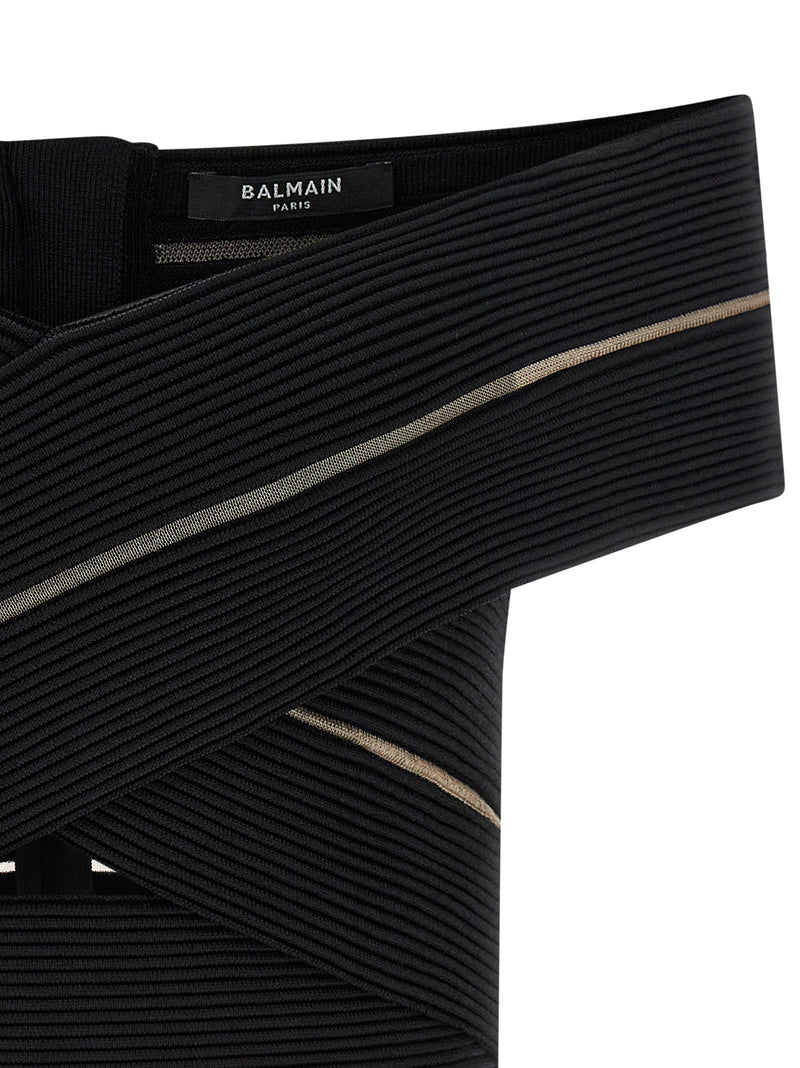 Balmain Balmain Off-the-shoulder Crop Top