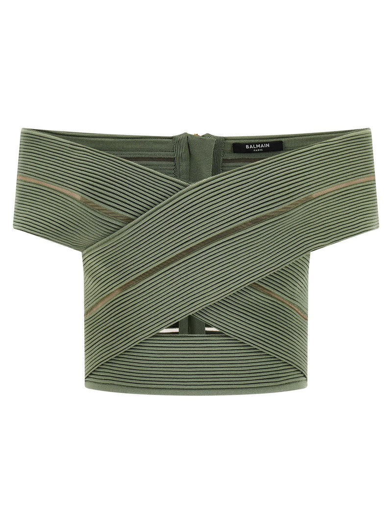 Balmain Balmain Off-the-shoulder Crop Top