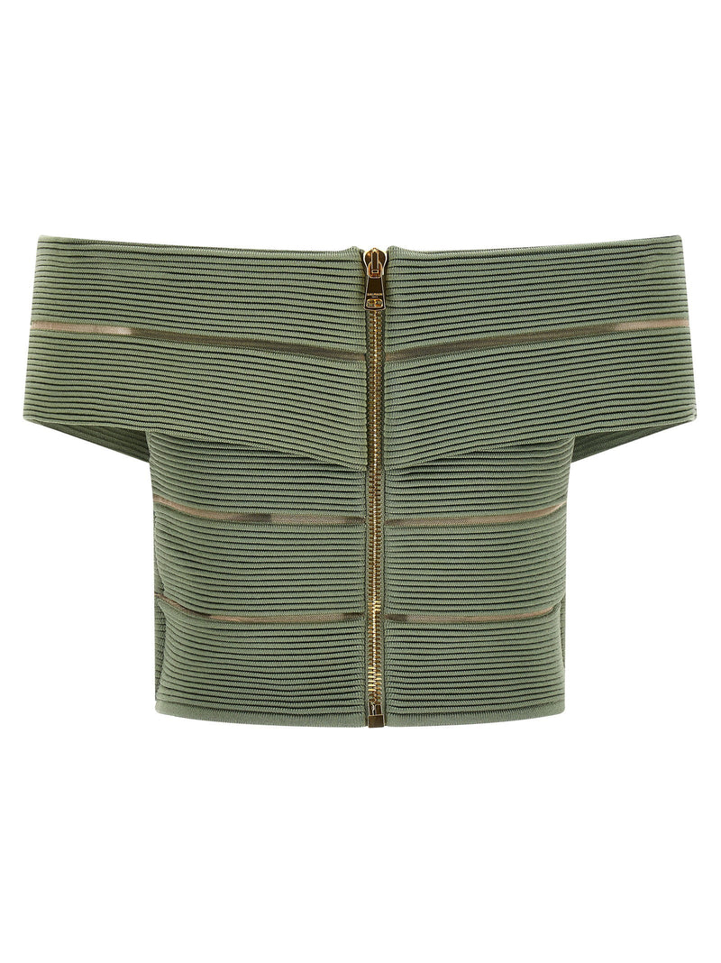 Balmain Balmain Off-the-shoulder Crop Top