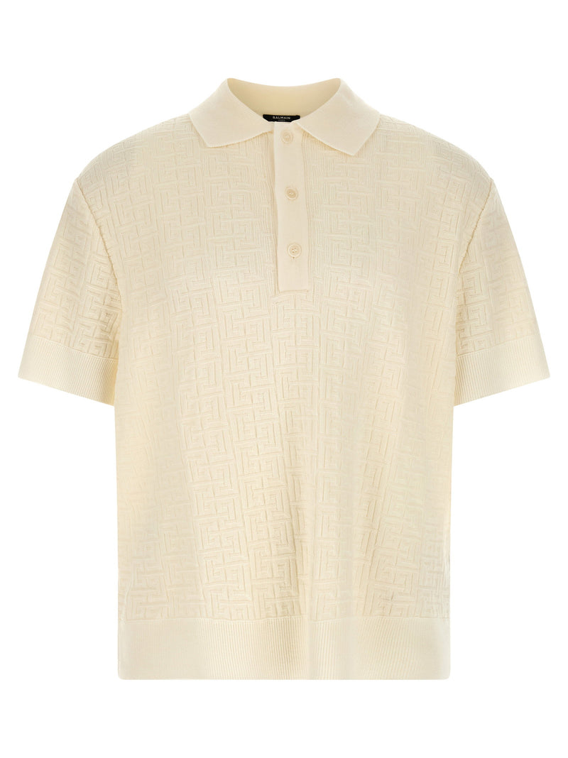 Balmain Balmain Monogram Jacquard Polo Shirt