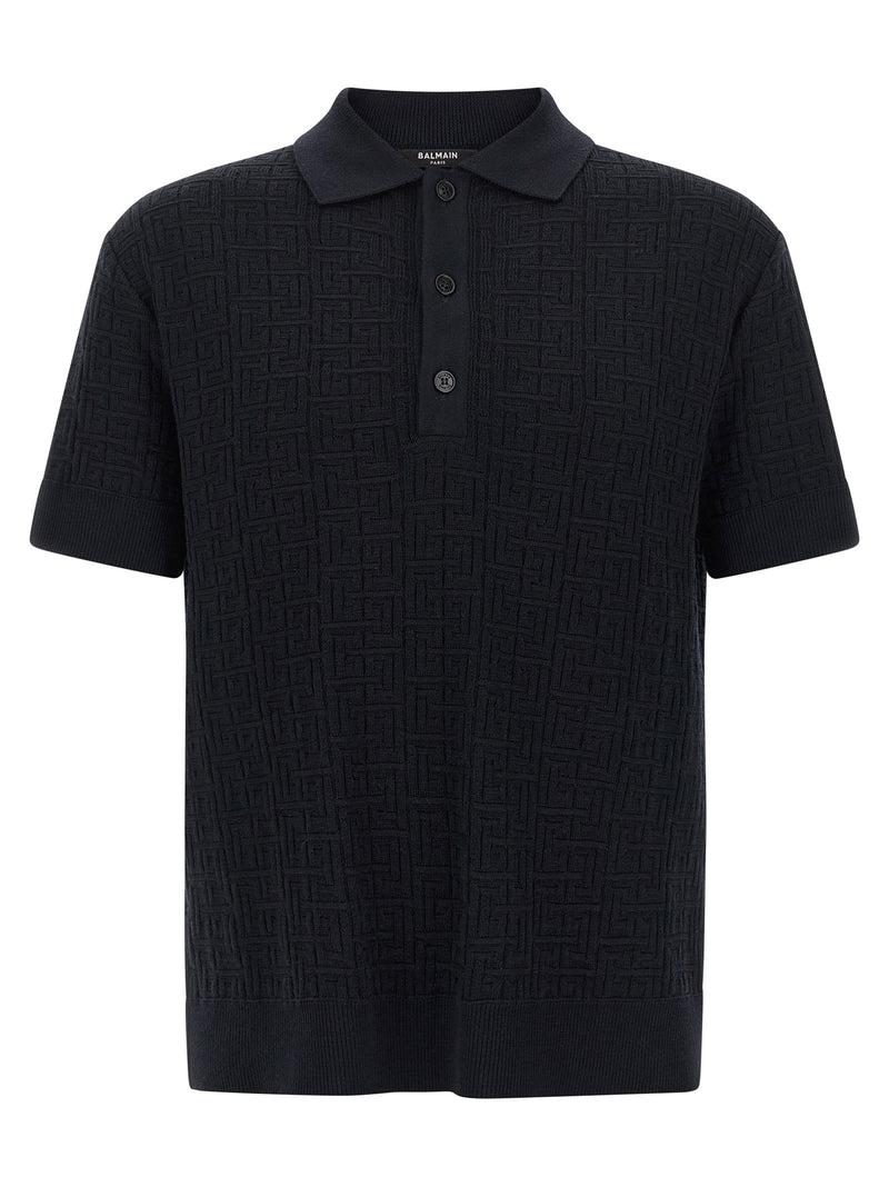 Balmain Balmain Monogram Knit Polo Shirt