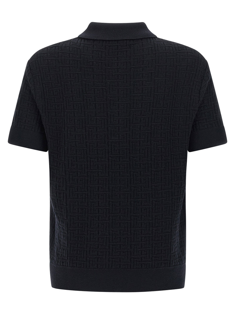 Balmain Balmain Monogram Knit Polo Shirt