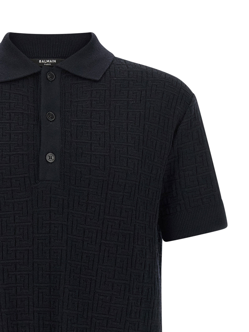 Balmain Balmain Monogram Knit Polo Shirt