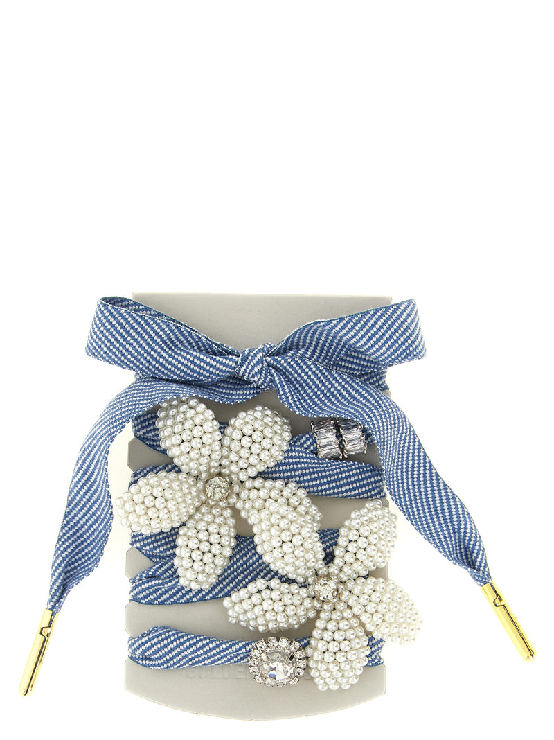 Golden Goose Skin Vintage Shoelaces Variant 2 with Pearly Floral Charms | Urbalenti™ NYC