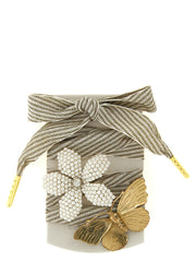 Beautifully styled Golden Goose Skin Vintage Shoelaces with pearly floral charms and rhinestones, designed by Golden Goose. Perfect for adding a feminine touch to your sneakers. Ideal for LDin, Spring - Summer 2026, Women, Women > Accessories, Women > Accessories > Jewellery, Yes Eu, Golden Goose Skin Vintage Shoelaces.