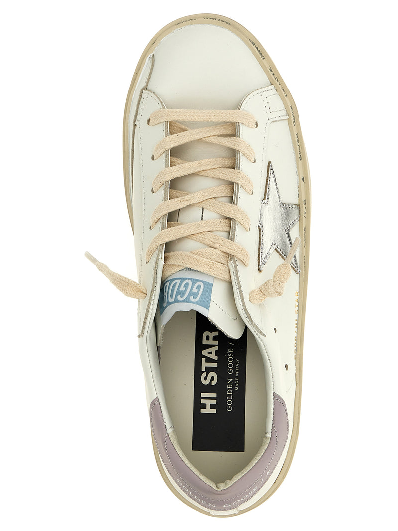 Golden Goose Hi Star Sneakers - Leather Logo Print | Urbalenti | Urbalen... | Urbalenti™ NYC