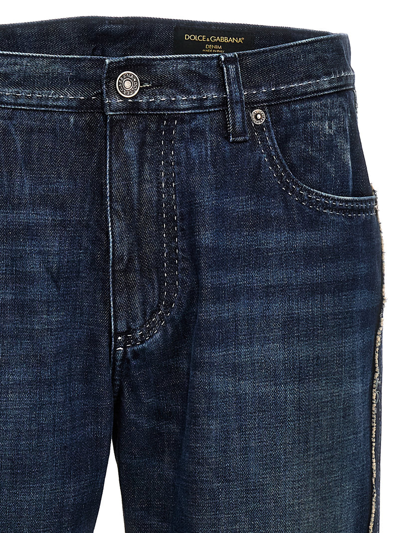 Dolce & Gabbana Dolce & Gabbana Fringed Stitching Jeans | URBALENTI™ NYC