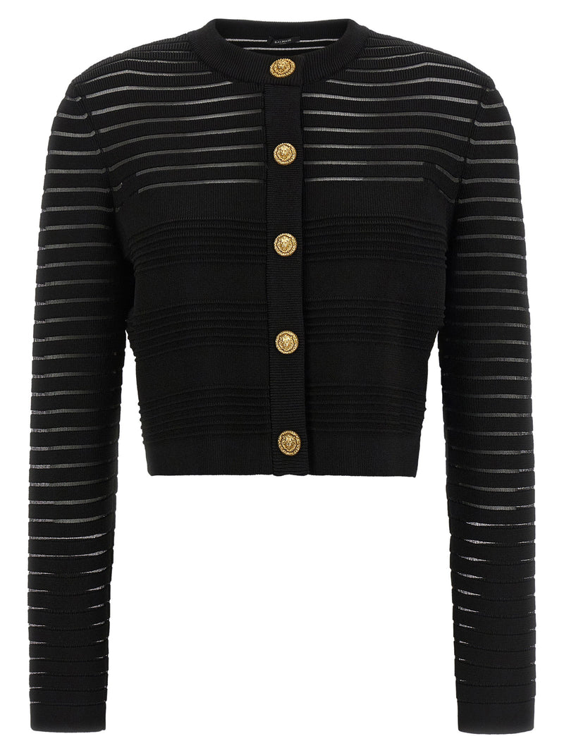 Balmain Semi-transparent Stripes Cardigan
