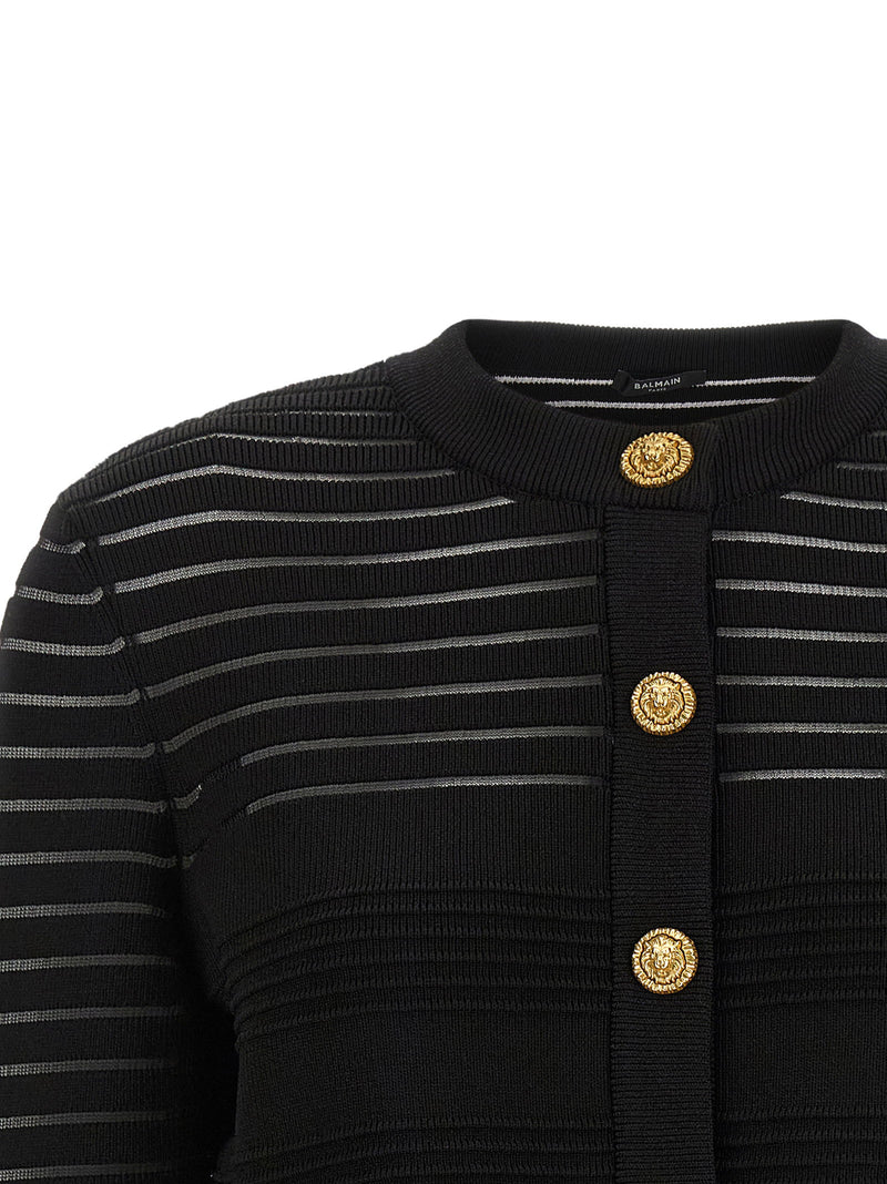 Balmain Semi-transparent Stripes Cardigan