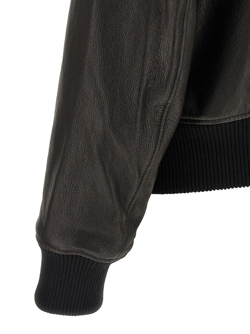 Ami Paris Ami Paris Ami De Coeur Leather Bomber Jacket