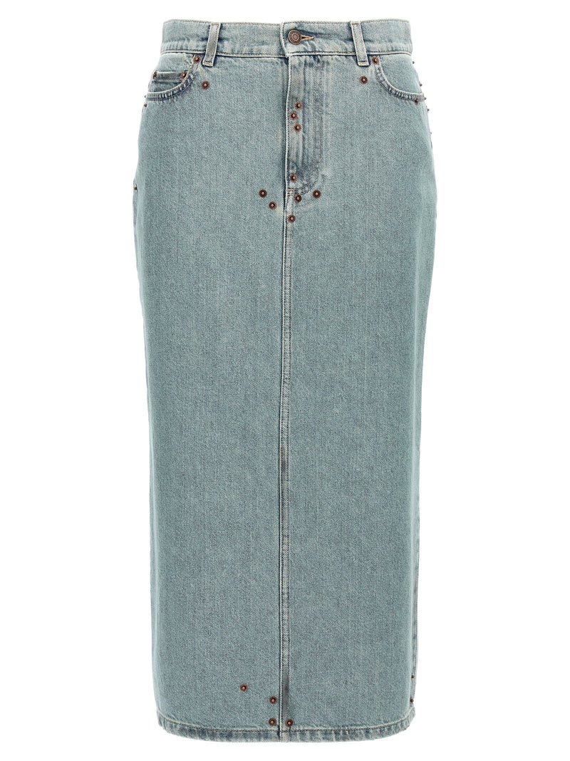 Moschino Rivets Denim Skirt | Urbalenti™ NYC