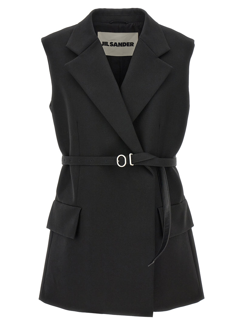 Jil Sander Belt Wool Vest | Urbalenti™ NYC