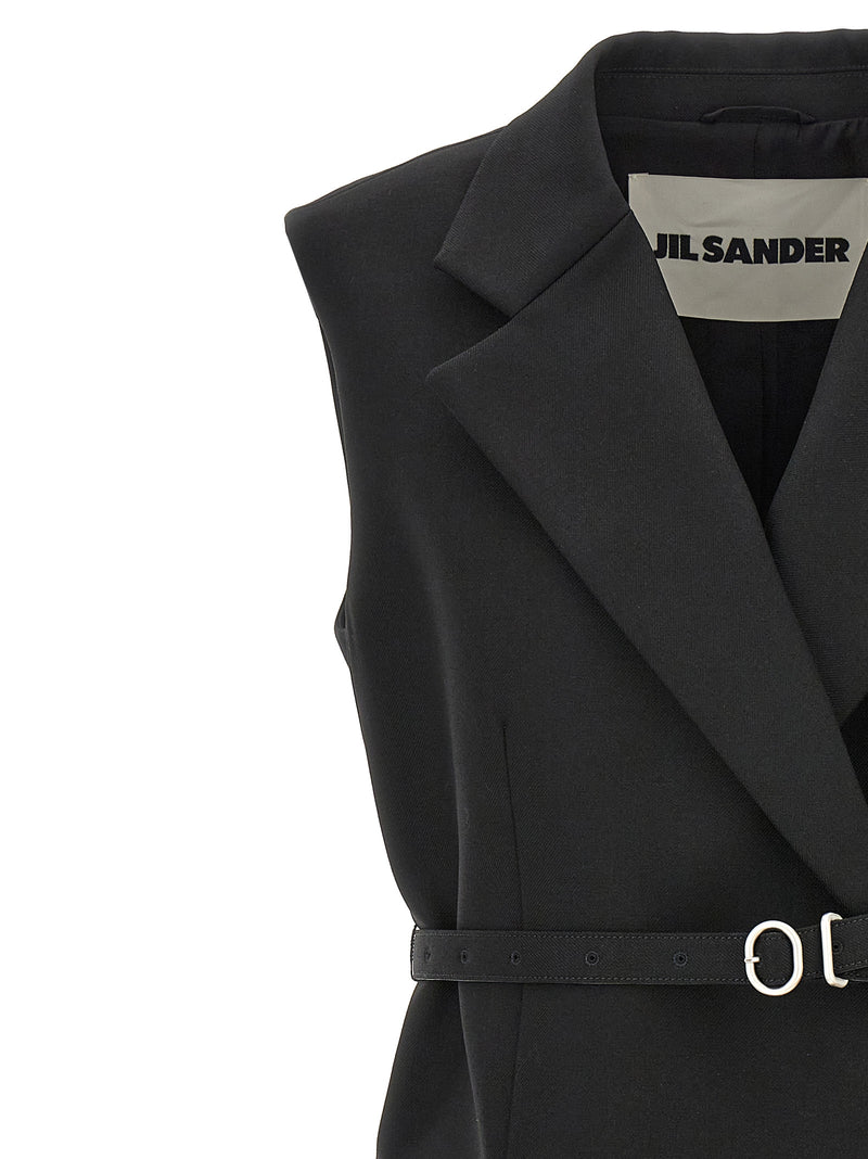 Jil Sander Belt Wool Vest | Urbalenti™ NYC