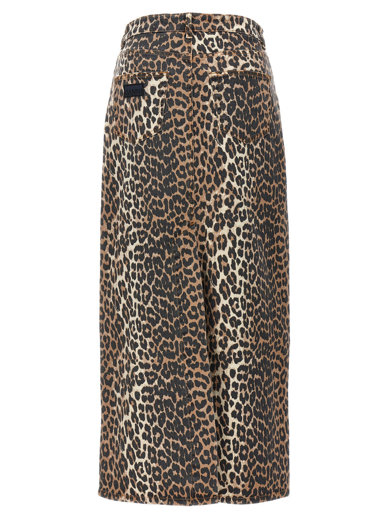Ganni Ganni Animal Print Long Skirt