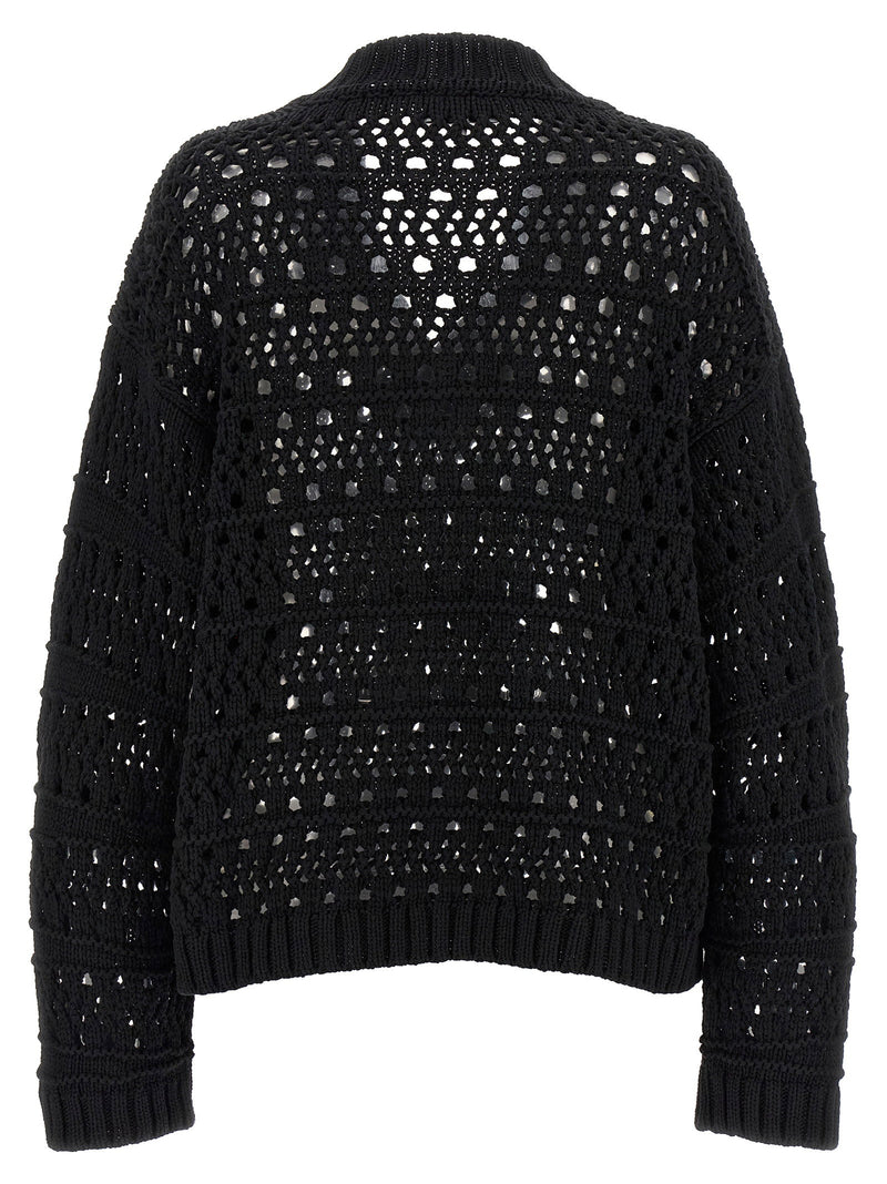 Ganni Ganni Black Crochet V-neck Sweater