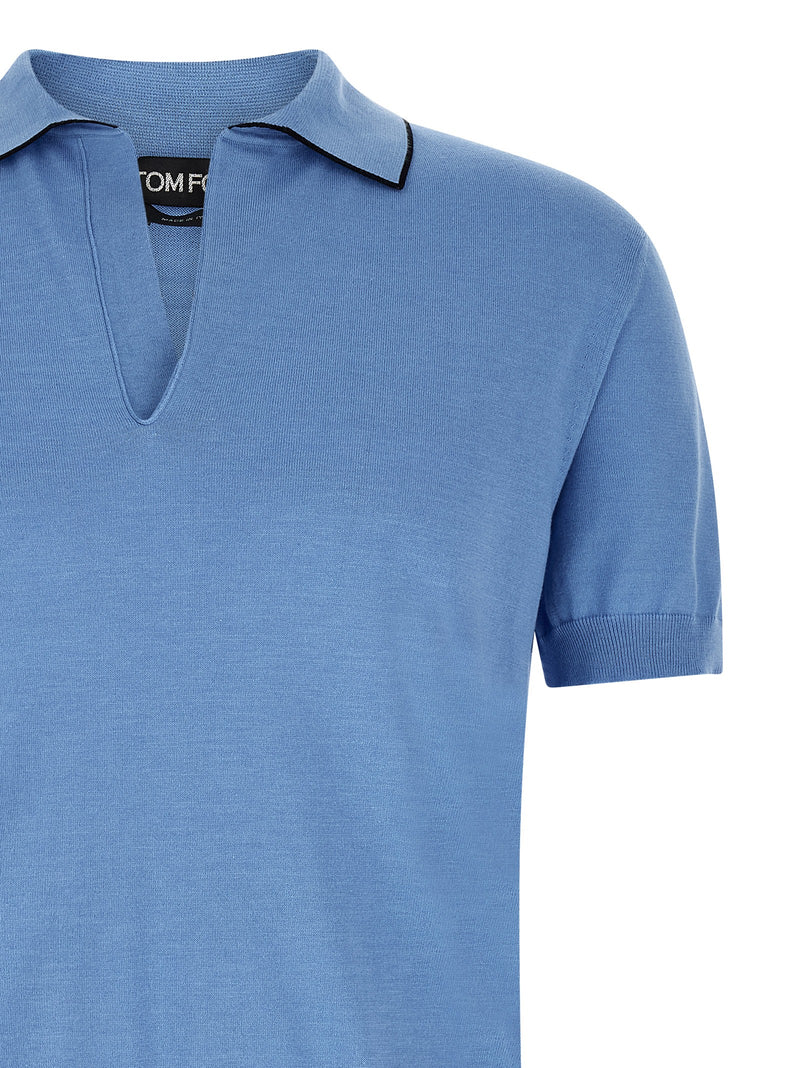 Tom Ford Cotton And Silk Polo Shirt | Urbalenti™ NYC