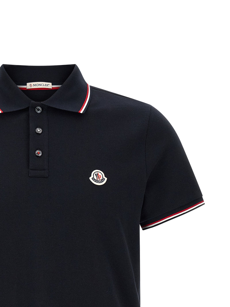 Moncler Tricolor Detail Polo Shirt - Cotton Slim Fit - Style 55677X | Ur... | Urbalenti™ NYC