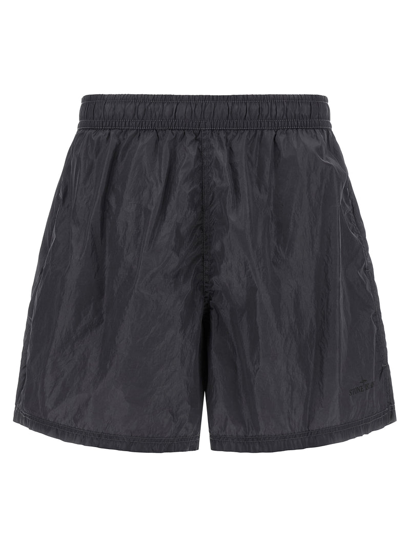 Stone Island Logo Print Swim Shorts | Urbalenti™ NYC