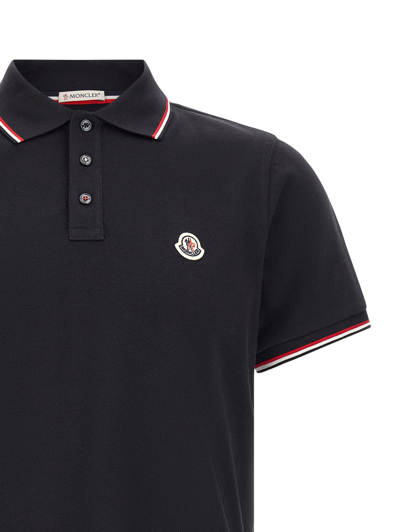 Moncler Tricolor Trim Polo Shirt | URBALENTI™ NYC