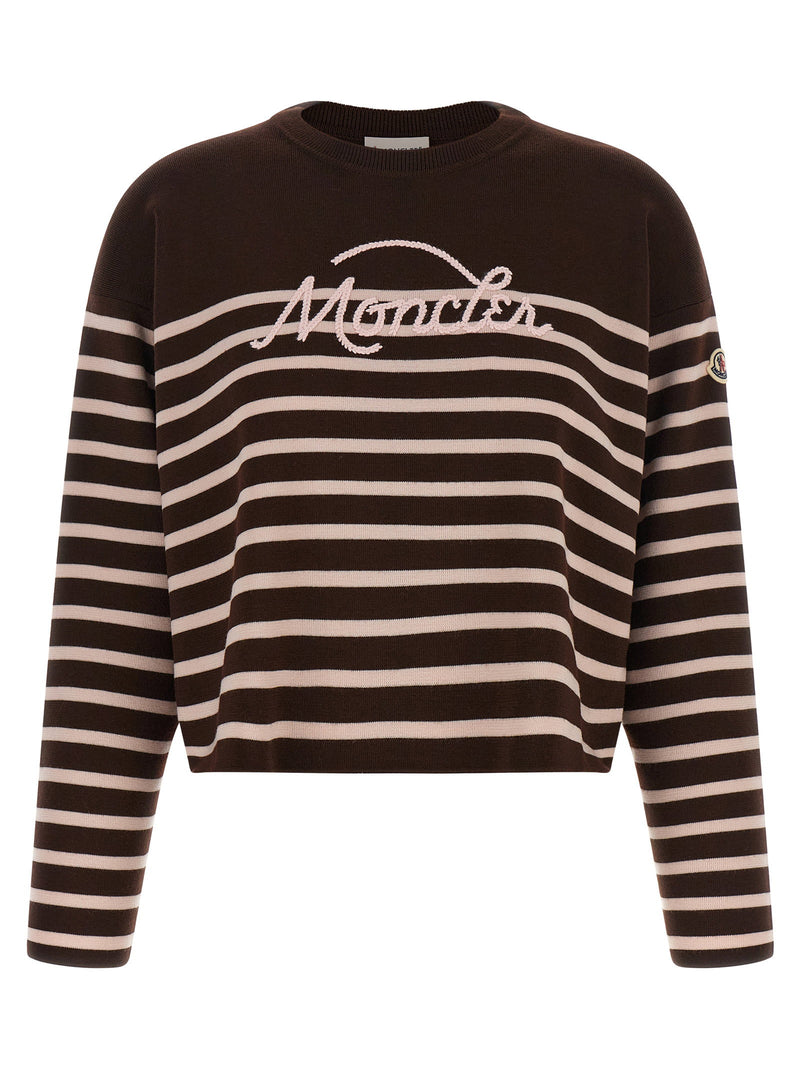 Moncler Moncler Striped Sweater With Embroidery